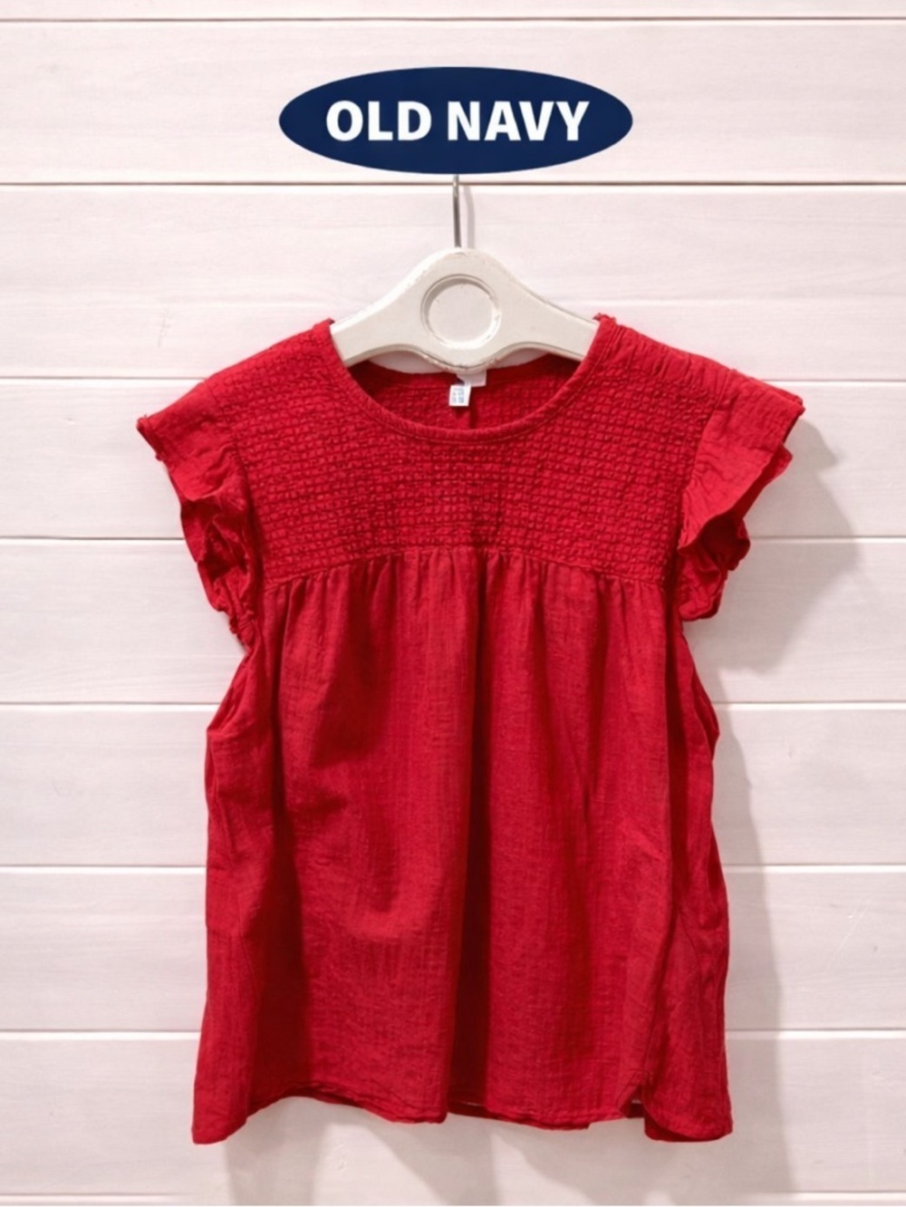 Red Smocked Flutter Sleeve Top – Old Navy – Size XXL